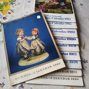 Antique M. J. Hummel Calendars 1966, 68, 72, 76, 77, 79, 80, 81, 82, 83 set of10